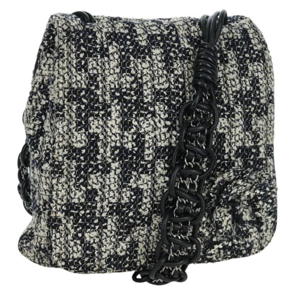 Chanel Camellia Messenger Tweed Black Tweed Shoulder Bag Bag